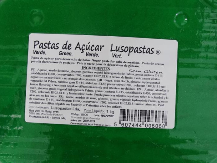 Pasta de Açúcar Verde Folha 1Kg