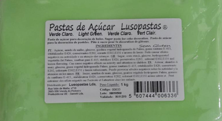Pasta de Açúcar Verde Claro 1Kg
