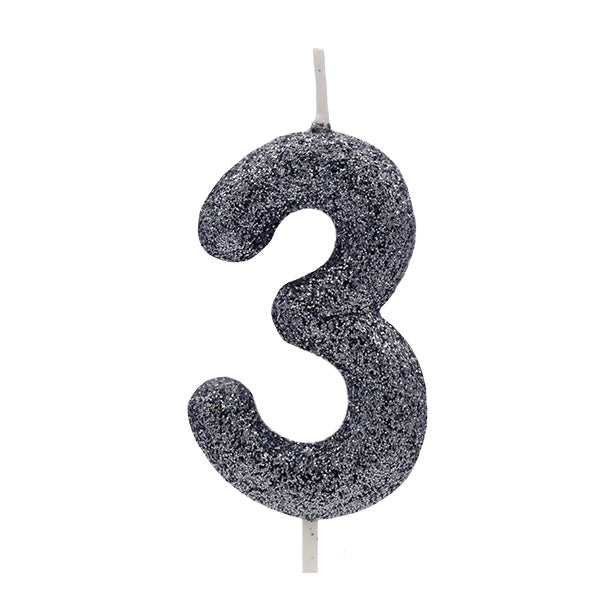 Vela Glitter Preto Nº3
