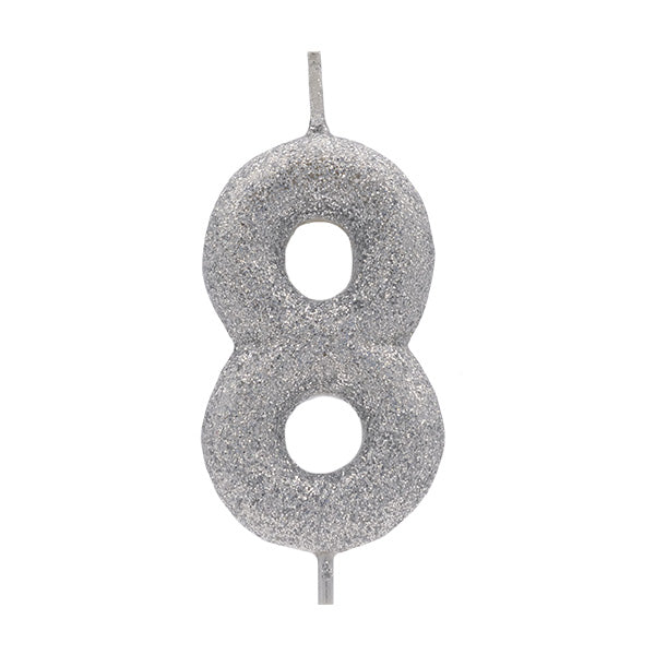 Vela Glitter Prata Nº8