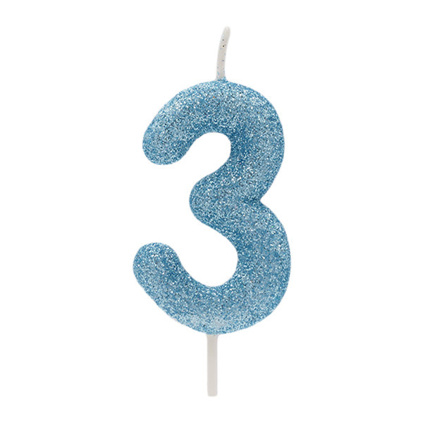 Vela Glitter Azul Nº3