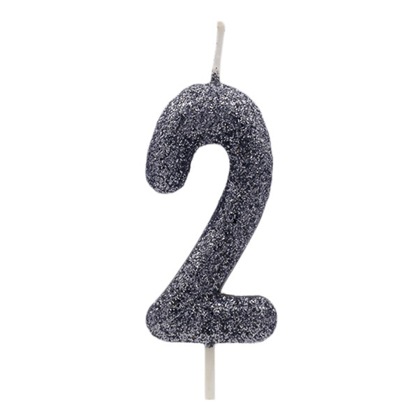 Vela Glitter Preto Nº2