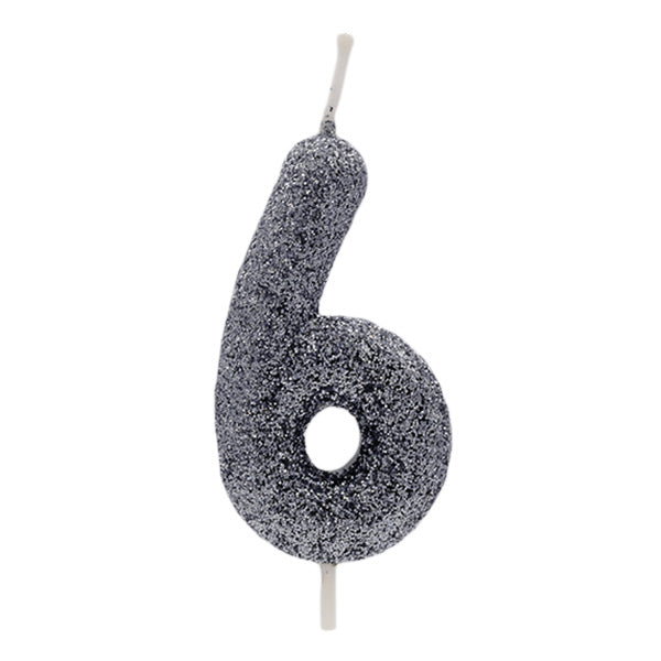 Vela Glitter Preto Nº6