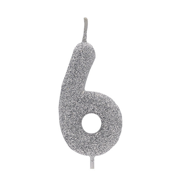 Vela Glitter Prata Nº6