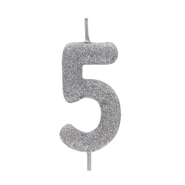 Vela Glitter Prata Nº5