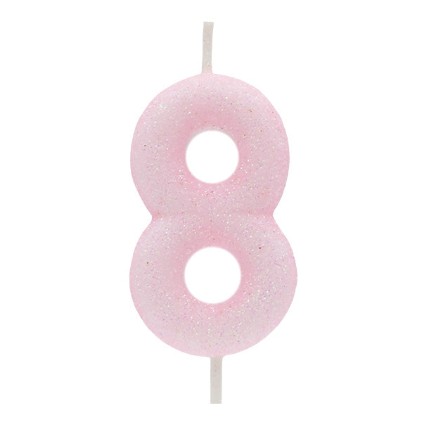 Vela Glitter Rosa Claro Nº8