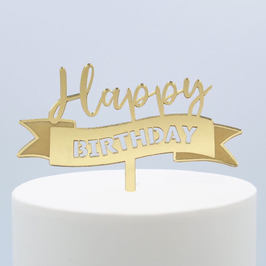 Topper Ouro Happy Birthday Alegre