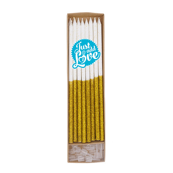 Tall Gold Glitter Candles