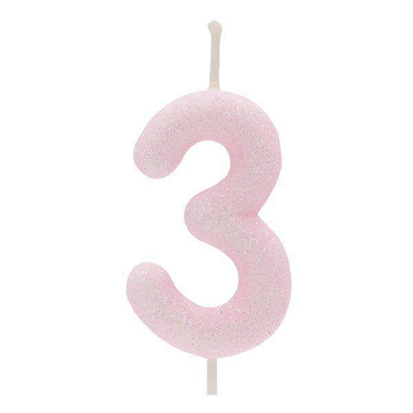 Vela Glitter Rosa Claro Nº3