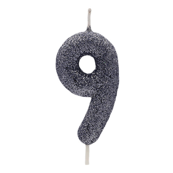 Vela Glitter Preto Nº9