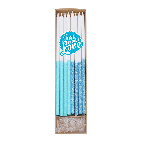 Velas Altas Glitter Azul Claro