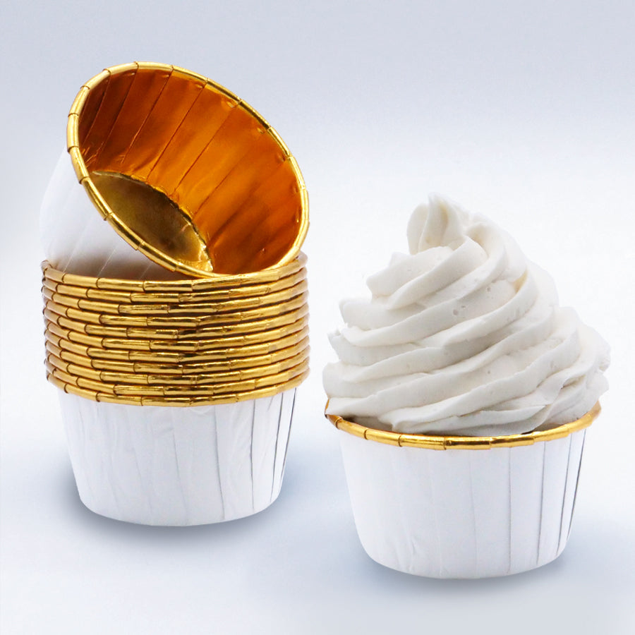 Cápsulas Cupcake Brancas & Ouro