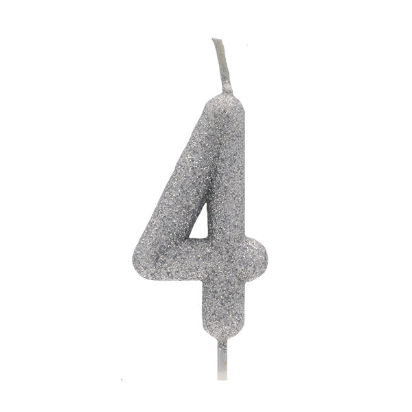 Vela Glitter Prata Nº4