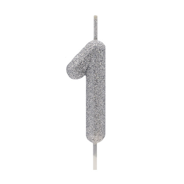 Vela Glitter Prata Nº1