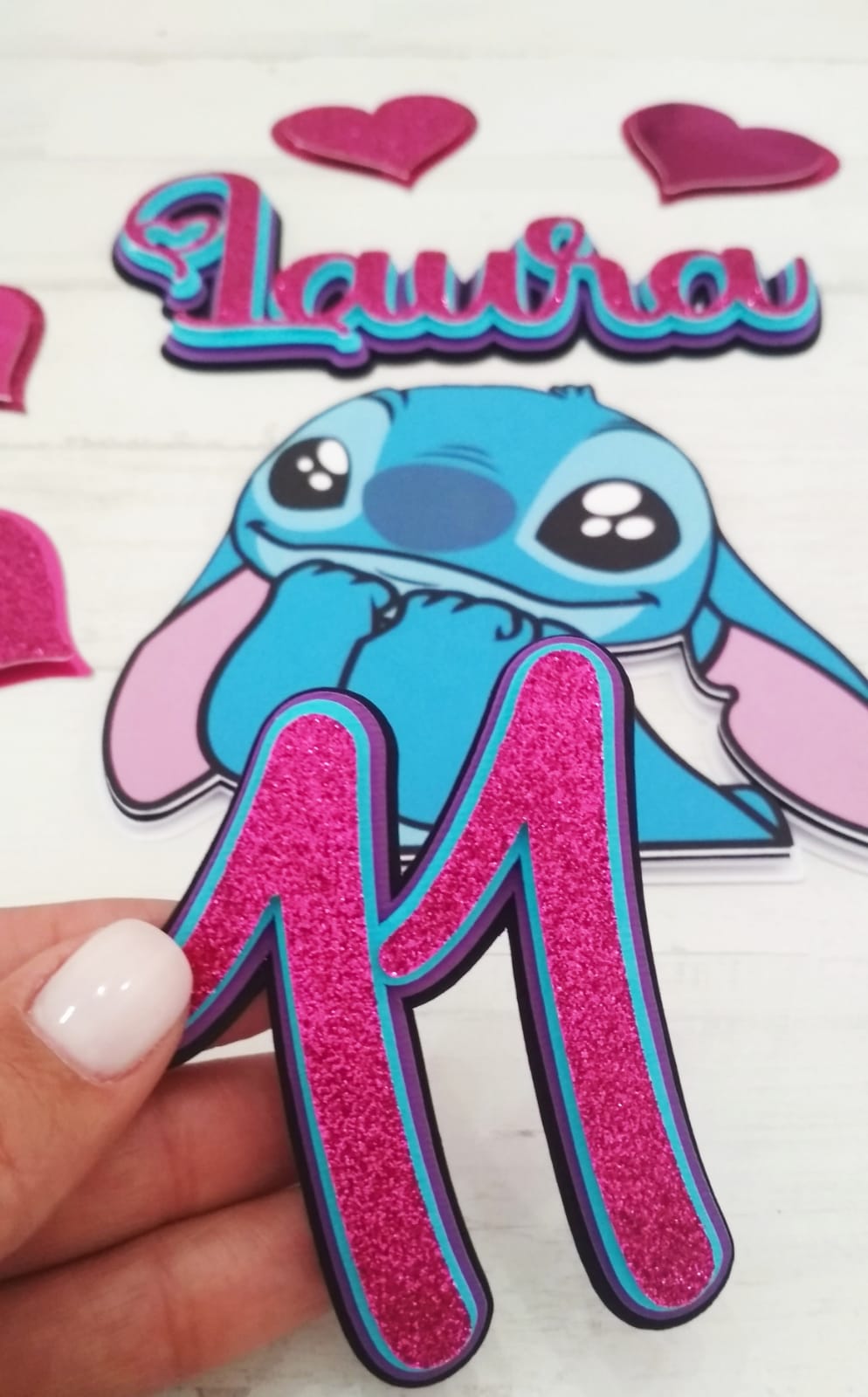 Topo de Bolo 3D Personalizado Stitch