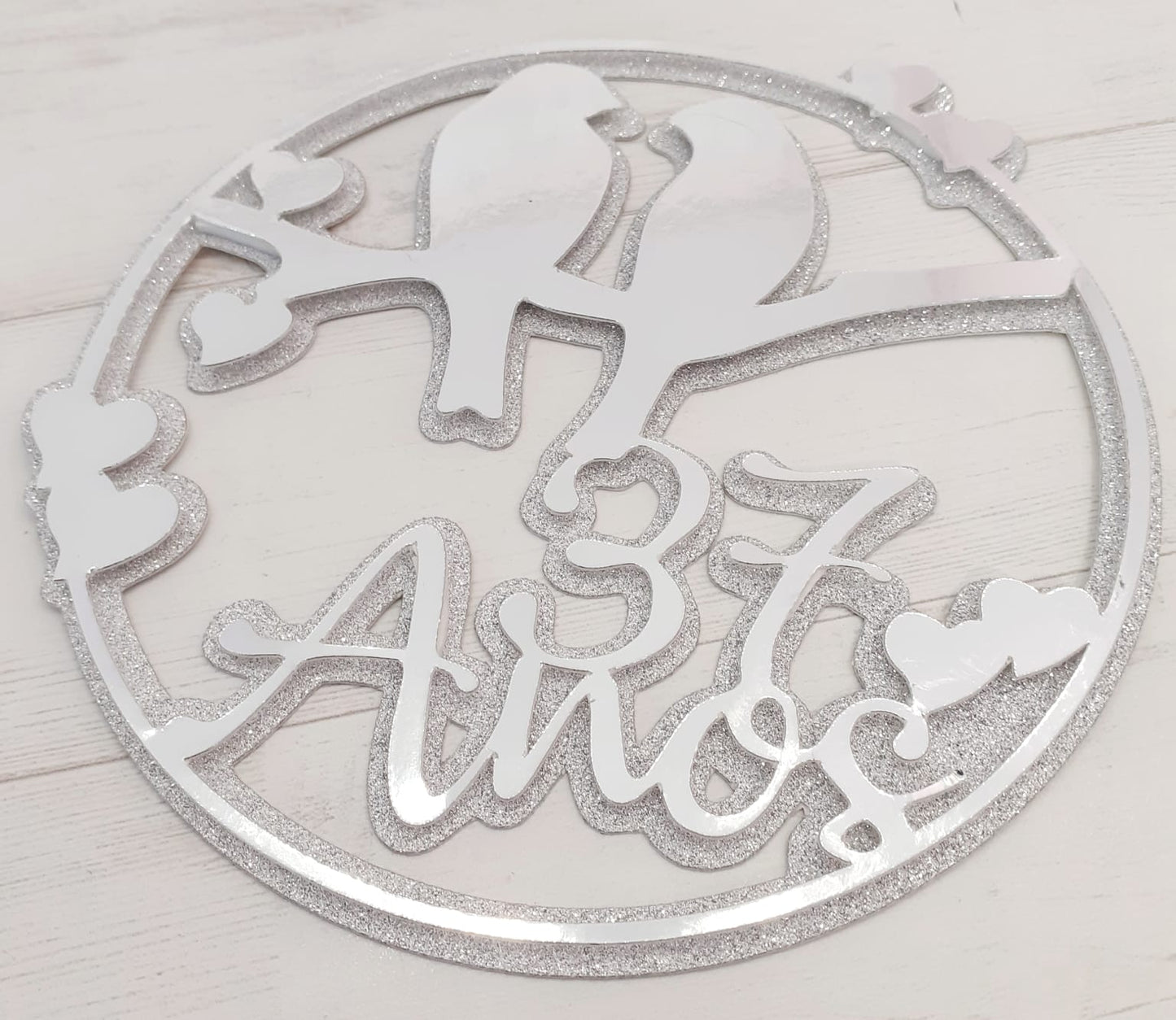 Topo de Bolo 3D Anos de Casamento