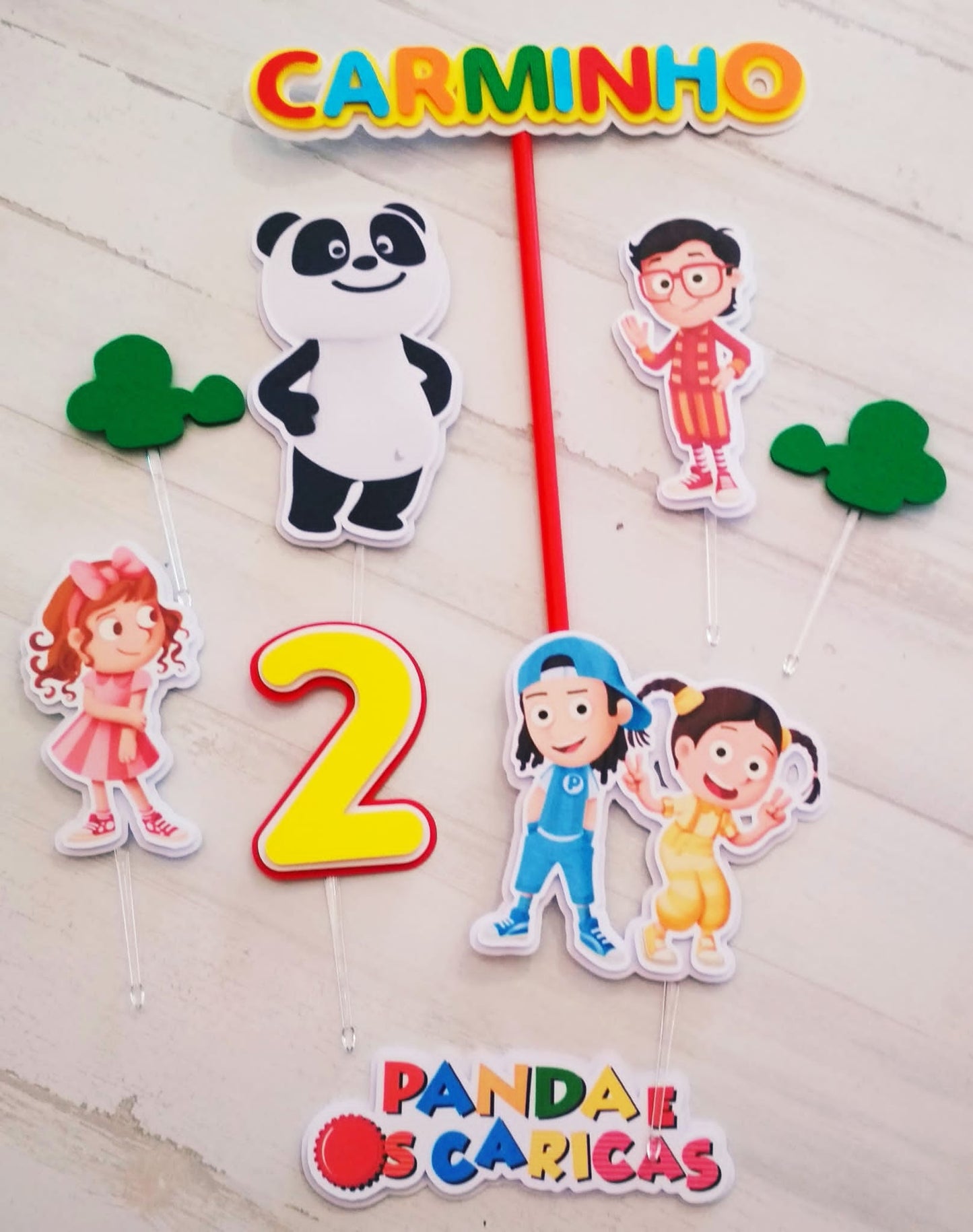 Topo de Bolo Panda e os Caricas