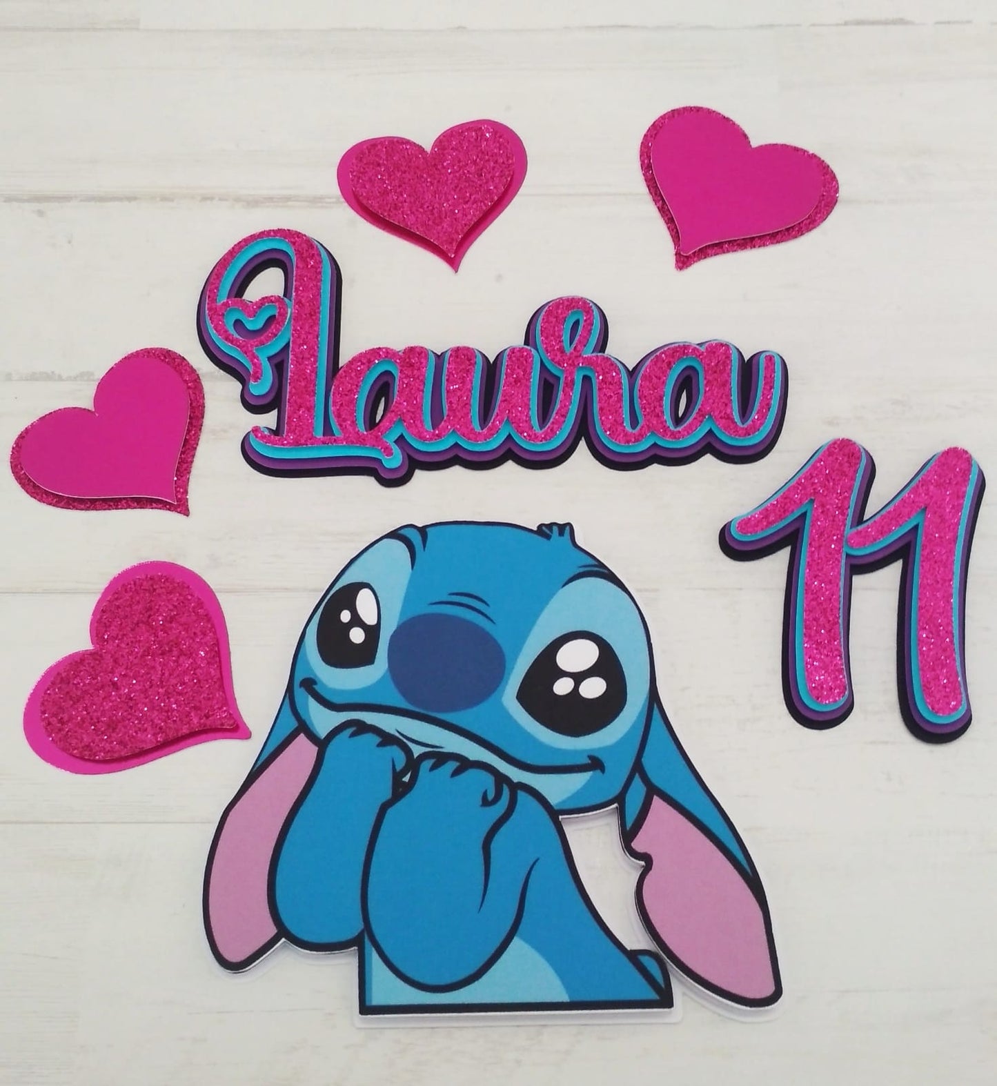 Topo de Bolo 3D Personalizado Stitch