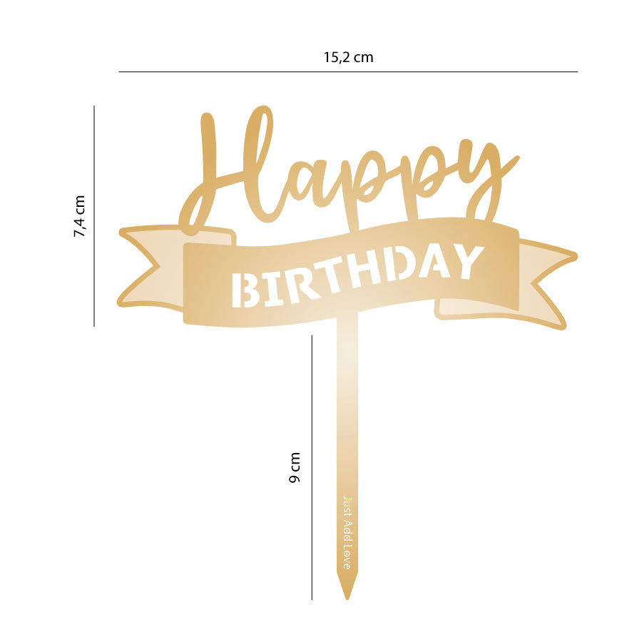 Topper Ouro Happy Birthday Alegre
