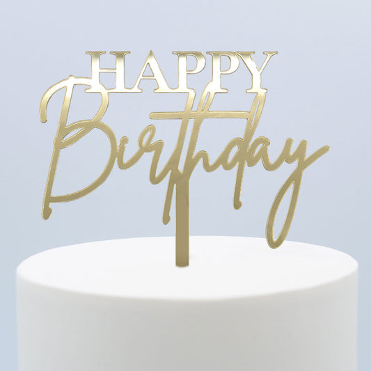 Topper Ouro Happy Birthday Sofisticado