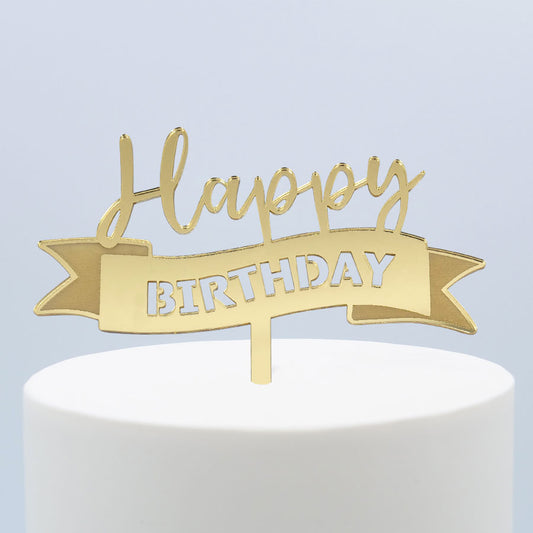 Topper Ouro Happy Birthday Alegre
