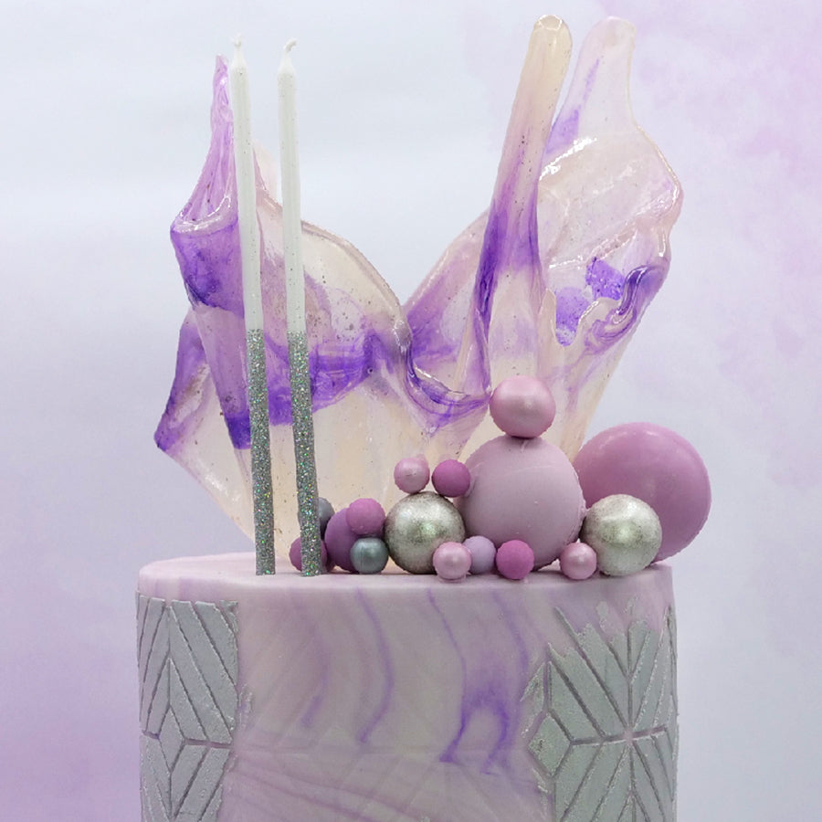 Tall Silver Glitter Candles